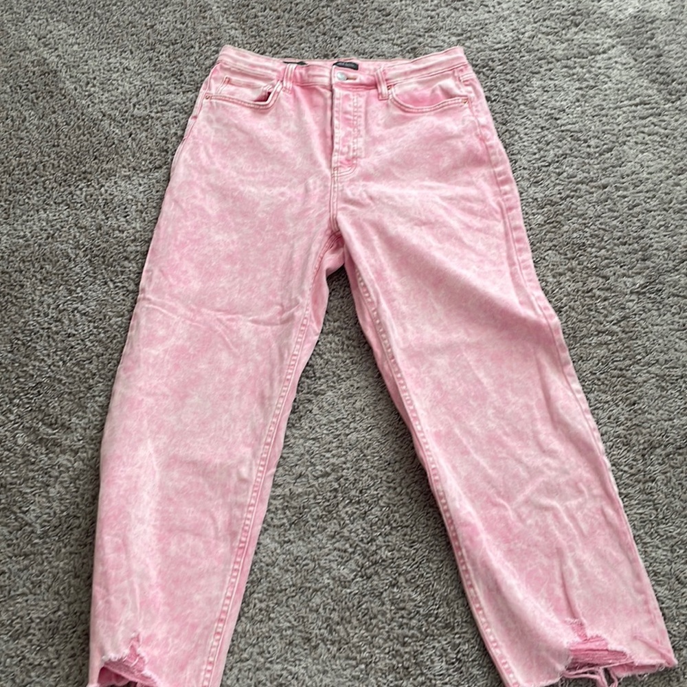Wild Fable Pink Straight Jeans Super Distressed Ankle